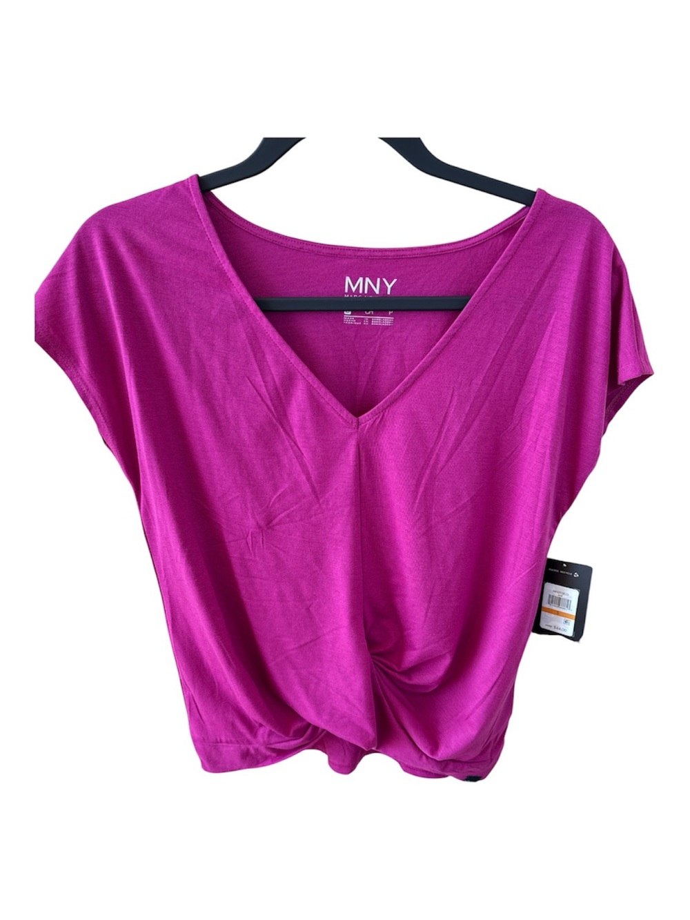 Marc New York Twist-Front Short Sleeve Top in Fuchsia